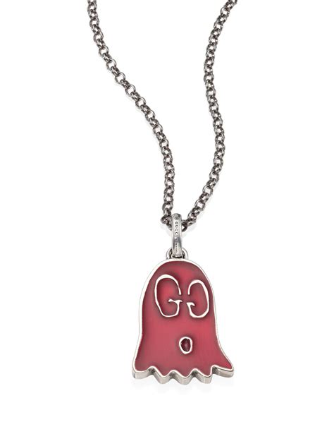 pink gucci ghost necklace|Gucci ghost pendant necklace in silver.